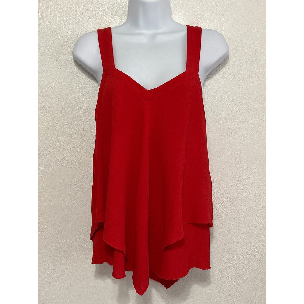90s Y2K Derek Lam 10 Crosby Silk Blend Going Out Top Sz 2 Red Handkerchief Hem
